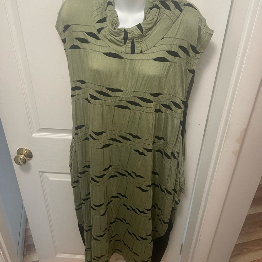 Green and Black Striped Dress
